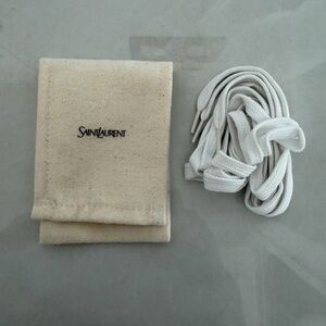 Saint Laurent NEW White Men’s Sneaker Laces Size 43/10 w/ Logo Cloth Bag Pouch